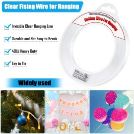 Clear Fishing Wire, Acejoz 656FT Fishing Line Clear Invisible Hanging Wire Strong Nylon String Supports 43 Pounds for Balloon Garland Hanging Decorations Clear Fishing Wire, Acejoz 656FT Fishing Line Clear Invisible Hanging Wire Strong Nylon String Supports 43 Pounds for Balloon Garland Hanging Decorations