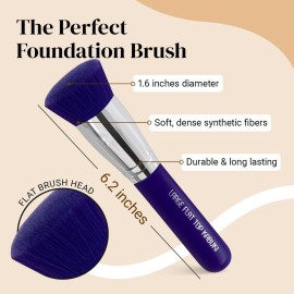 Keshima Large Flat Top Kabuki Foundation Brush - Neon Purple Premium Makeup Brush for Liquid, Cream, and Powder - Buffing, Blending, and Face - 1.6 Top Diameter Keshima Large Flat Top Kabuki Foundation Brush - Neon Purple Premium Makeup Brush for Liquid, Cream, and Powder - Buffing, Blending, and Face - 1.6 Top Diameter
