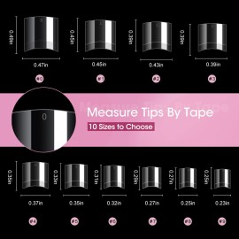 Buqikma 500PCS Short Nail Tips for Acrylic Nails - Clear False Short Artificial Tips for Manicure with BoxPink Box with Tips