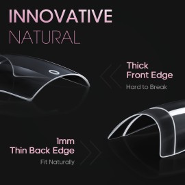 Buqikma 500PCS Short Nail Tips for Acrylic Nails - Clear False Short Artificial Tips for Manicure with BoxPink Box with Tips