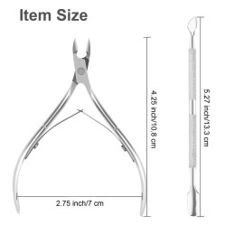 Metal Nail Cuticle Trimmer with Cuticle Pusher and Cutter, 2 PCS Professional Cuticle Remover Tool Kit, Cuticle Cutter Set, Cuticle Nippers, Cuticle Clippers for Women, Manicure Pedicure Tool