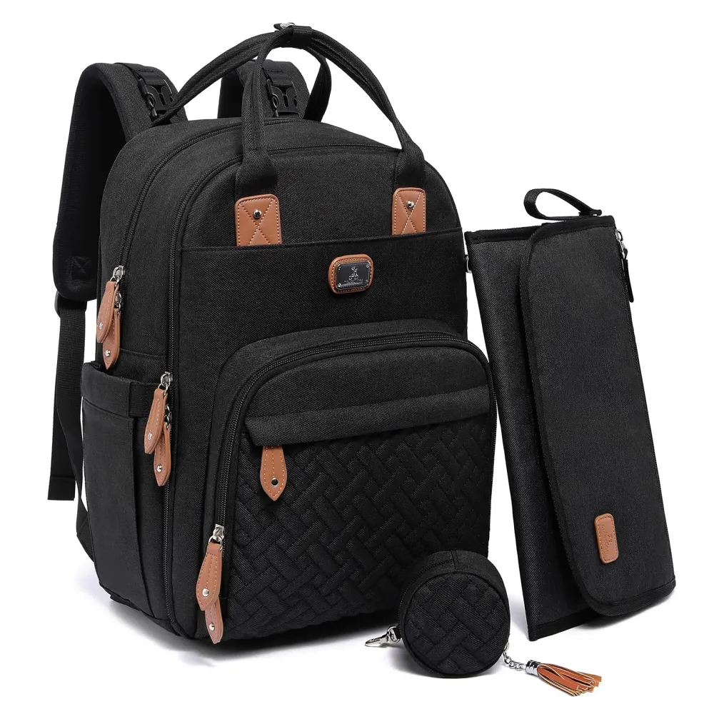 Dikaslon Diaper Bag Backpack with Portable Changing Pad, Pacifier Case and Stroller Straps, Large Unisex Baby Bags for Boys Girls, Multipurpose Travel Back Pack Moms Dads, Black Dikaslon Diaper Bag Backpack with Portable Changing Pad, Pacifier Case and Stroller Straps, Large Unisex Baby Bags for Boys Girls, Multipurpose Travel Back Pack Moms Dads, Black