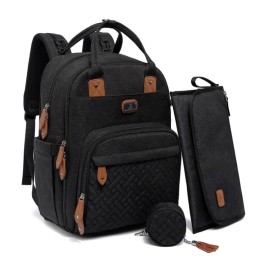 Dikaslon Diaper Bag Backpack with Portable Changing Pad, Pacifier Case and Stroller Straps, Large Unisex Baby Bags for Boys Girls, Multipurpose Travel Back Pack Moms Dads, Black Dikaslon Diaper Bag Backpack with Portable Changing Pad, Pacifier Case and Stroller Straps, Large Unisex Baby Bags for Boys Girls, Multipurpose Travel Back Pack Moms Dads, Black
