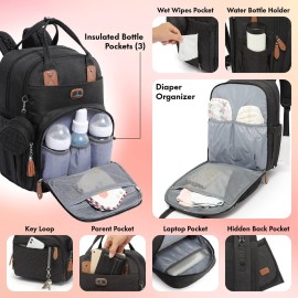 Dikaslon Diaper Bag Backpack with Portable Changing Pad, Pacifier Case and Stroller Straps, Large Unisex Baby Bags for Boys Girls, Multipurpose Travel Back Pack Moms Dads, Black Dikaslon Diaper Bag Backpack with Portable Changing Pad, Pacifier Case and Stroller Straps, Large Unisex Baby Bags for Boys Girls, Multipurpose Travel Back Pack Moms Dads, Black