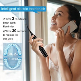 kingheroes Electric Toothbrush Set, Comes with 8 Brush Heads & Travel Case,4 Modes with 2 Minutes Built in Smart Timer, One Charge for 60 Days, 42000 VPM Motor (Black) kingheroes Electric Toothbrush Set, Comes with 8 Brush Heads & Travel Case,4 Modes with 2 Minutes Built in Smart Timer, One Charge for 60 Days, 42000 VPM Motor (Black)
