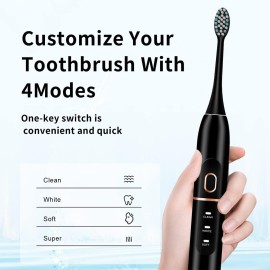 kingheroes Electric Toothbrush Set, Comes with 8 Brush Heads & Travel Case,4 Modes with 2 Minutes Built in Smart Timer, One Charge for 60 Days, 42000 VPM Motor (Black) kingheroes Electric Toothbrush Set, Comes with 8 Brush Heads & Travel Case,4 Modes with 2 Minutes Built in Smart Timer, One Charge for 60 Days, 42000 VPM Motor (Black)