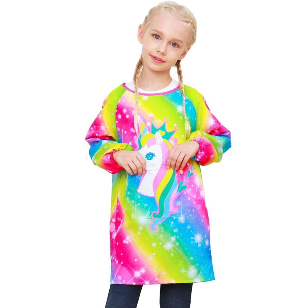 PASHOP Kids Art Smocks Unicorn Waterproof Painting Apron Smock for Girls Boys Long Sleeve Knee Length Artist Smock with Pocket for 3-12 Years (Unicorn A, 3-7 Years) PASHOP Kids Art Smocks Unicorn Waterproof Painting Apron Smock for Girls Boys Long Sleeve Knee Length Artist Smock with Pocket for 3-12 Years (Unicorn A, 3-7 Years)