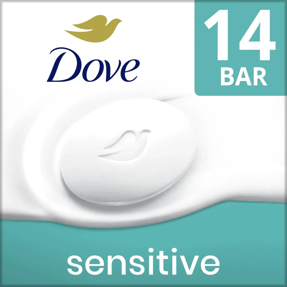 Dove Beauty Bar More Moisturizing Than Bar Soap for Softer Skin, Fragrance-Free, Hypoallergenic Beauty Bar Sensitive Skin With Gentle Cleanser 3.75 oz 14 Bars Dove Beauty Bar More Moisturizing Than Bar Soap for Softer Skin, Fragrance-Free, Hypoallergenic Beauty Bar Sensitive Skin With Gentle Cleanser 3.75 oz 14 Bars