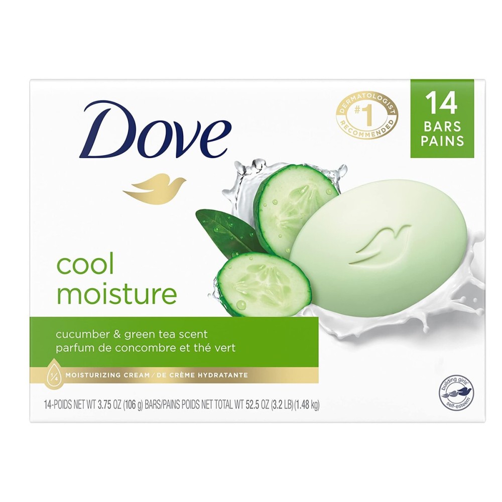 Dove Skin Care Beauty Bar For Softer Skin Cucumber and Green Tea More Moisturizing Than Bar Soap 3.75 oz, 14 Bars Dove Skin Care Beauty Bar For Softer Skin Cucumber and Green Tea More Moisturizing Than Bar Soap 3.75 oz, 14 Bars