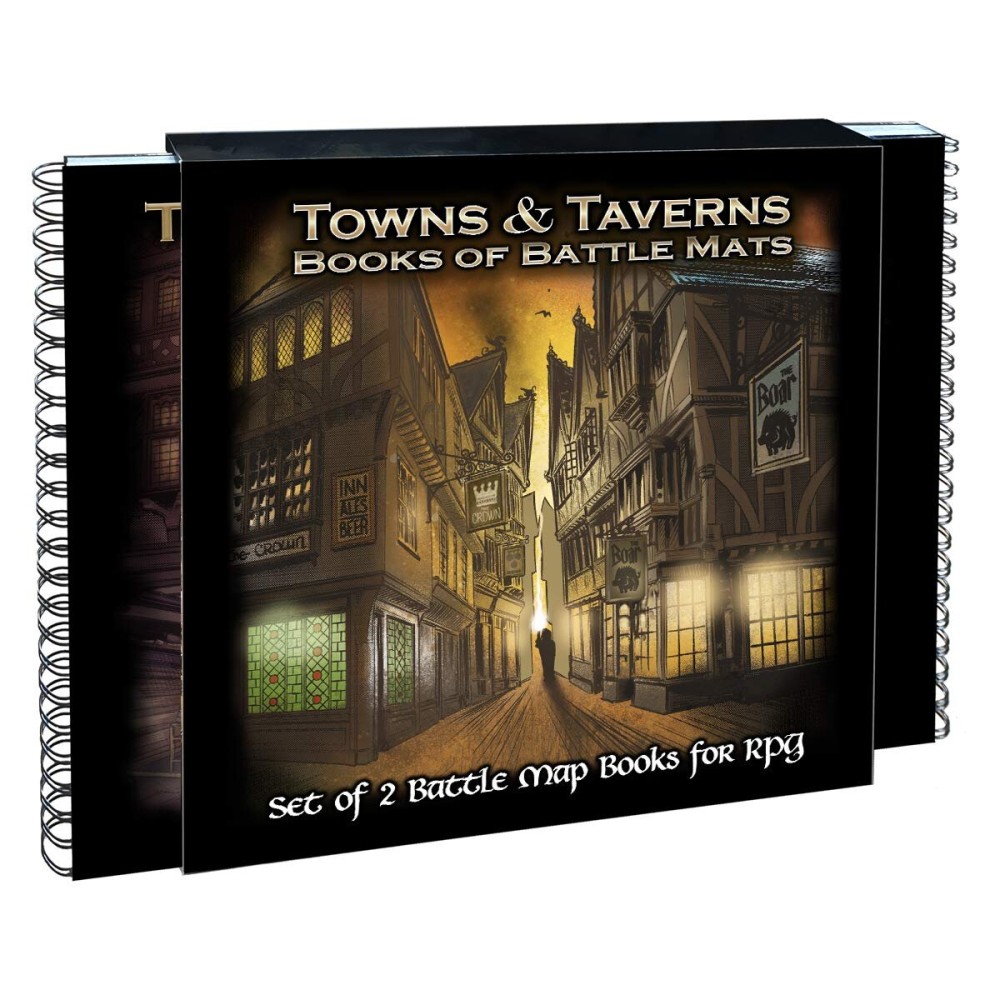 Loke Towns & Taverns Books of Battle Mats , Black