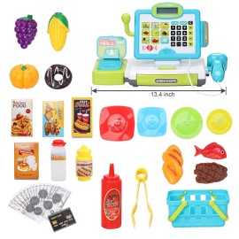 FS Pretend Play Cash Register Toys with Scanner, Calculator, Large Drawer, Microphone, Play Food, Supermarket Cashier Register Toy, Pre-School Gift for Kids, Toddlers, Boys & Girls, Ages 3 4 5 6 7 8 FS Pretend Play Cash Register Toys with Scanner, Calculator, Large Drawer, Microphone, Play Food, Supermarket Cashier Register Toy, Pre-School Gift for Kids, Toddlers, Boys & Girls, Ages 3 4 5 6 7 8