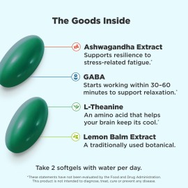 OLLY Ultra Strength Goodbye Stress Softgels, GABA, Ashwagandha, L-Theanine and Lemon Balm, Stress Relief Supplement - 60 Count OLLY Ultra Strength Goodbye Stress Softgels, GABA, Ashwagandha, L-Theanine and Lemon Balm, Stress Relief Supplement - 60 Count