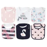 Maiwa 6 Pack Waterproof Cotton Baby Bibs for Girls for Drooling Eating Teething with Snaps