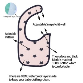 Maiwa 6 Pack Waterproof Cotton Baby Bibs for Girls for Drooling Eating Teething with Snaps