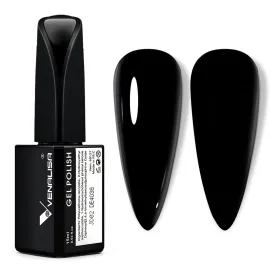 VENALISA 15ml Black Gel Nail Polish, Black Gel Polish Color Soak Off UV LED Nail Gel Polish Nail Art Starter Manicure Salon DIY at Home, 0.53 OZ