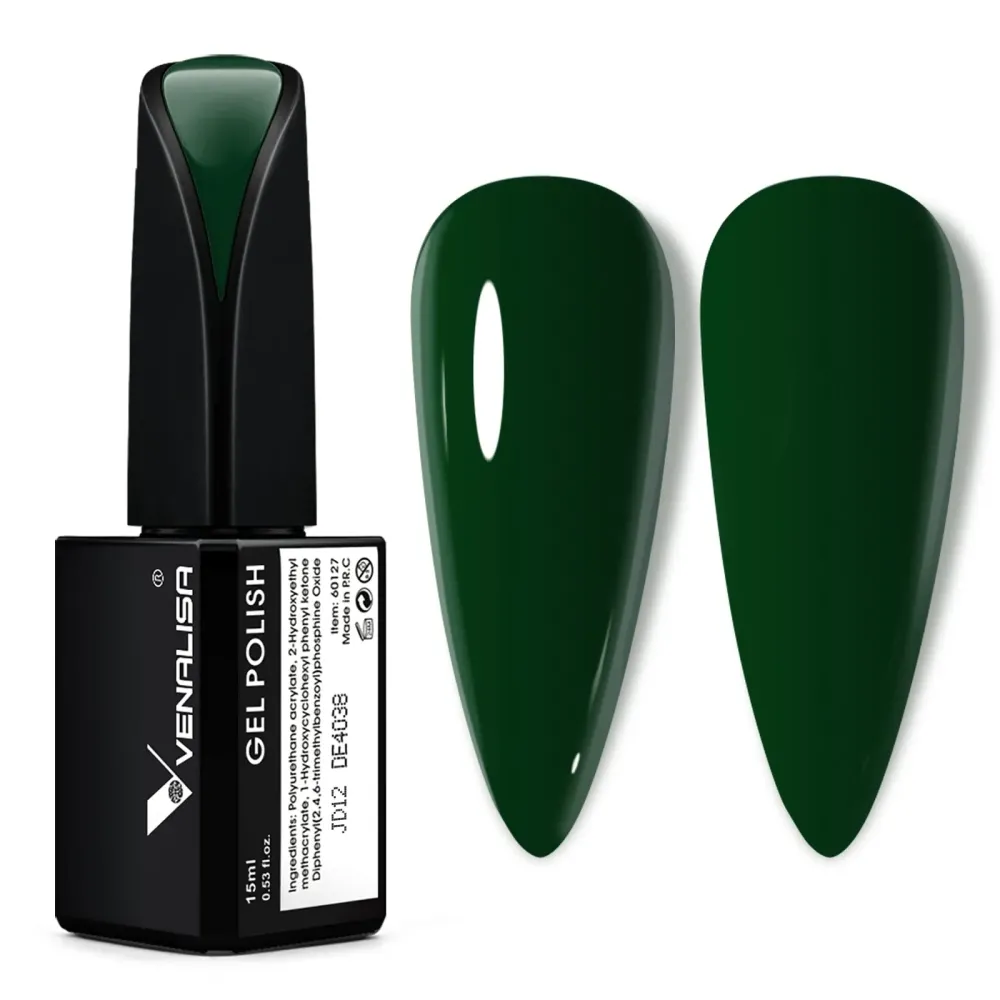 VENALISA 15ml Emerald Green Gel Nail Polish, Dark Green Lime Color Soak Off UV LED Nail Gel Polish Nail Art Starter Manicure Salon DIY at Home, 0.53 OZ VENALISA 15ml Emerald Green Gel Nail Polish, Dark Green Lime Color Soak Off UV LED Nail Gel Polish Nail Art Starter Manicure Salon DIY at Home, 0.53 OZ