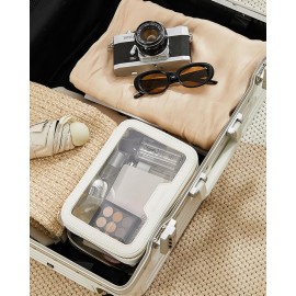 Rownyeon Clear Makeup Case Toiletry Bag Multipurpose Travel Makeup Train Case Portable Cosmetic Organizer Transparent Storage Bag White