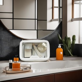 Rownyeon Clear Makeup Case Toiletry Bag Multipurpose Travel Makeup Train Case Portable Cosmetic Organizer Transparent Storage Bag White