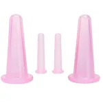 LASSUM 4 Pieces Facial Cupping Therapy Set Anti Cellulite Silicone Vacuum Cupping Cups for Face and Eye Cupping Massage (2 Small + 2 Large)