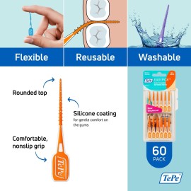 TEPE Dental Floss Picks, Tooth Picks Flossers, Floss Sticks, EasyPicks XS/S, Orange, 60 Pk TEPE Dental Floss Picks, Tooth Picks Flossers, Floss Sticks, EasyPicks XS/S, Orange, 60 Pk