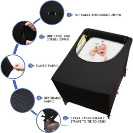Dofilachy Blackout Cover for Pack N Play - Crib Blackout Cover Tent - Canopy Cover - Breathable Travel Crib Tent - Portable Stretchy Blackout Tent (Black) Dofilachy Blackout Cover for Pack N Play - Crib Blackout Cover Tent - Canopy Cover - Breathable Travel Crib Tent - Portable Stretchy Blackout Tent (Black)