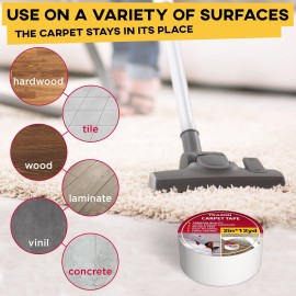 Carpet Tape Double Sided - Rug Tape Grippers for Hardwood Floors and Area Rugs - Carpet Binding Tape Strong Adhesive and Removable, Heavy Duty Stickers Grip Tape, Residue Free (2 Inch / 12 Yards) Carpet Tape Double Sided - Rug Tape Grippers for Hardwood Floors and Area Rugs - Carpet Binding Tape Strong Adhesive and Removable, Heavy Duty Stickers Grip Tape, Residue Free (2 Inch / 12 Yards)