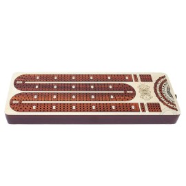 House of Cribbage - 4 Track Continuous Cribbage Board Inlaid in Bloodwood - Size: 13.5 Inches - Storage Drawer for Cribbage Pegs and Score Marking Fields for Skunks, Corners and Won Games House of Cribbage - 4 Track Continuous Cribbage Board Inlaid in Bloodwood - Size: 13.5 Inches - Storage Drawer for Cribbage Pegs and Score Marking Fields for Skunks, Corners and Won Games