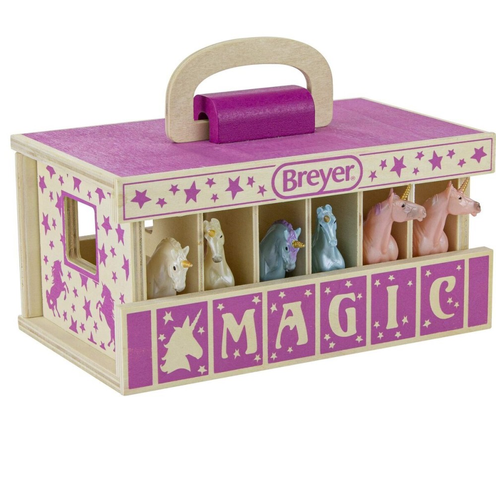 Breyer Unicorn Magic Wooden Carry Stable Playset w/ 6 Unicorns Breyer Unicorn Magic Wooden Carry Stable Playset w/ 6 Unicorns