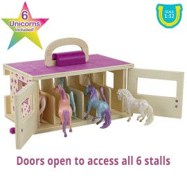 Breyer Unicorn Magic Wooden Carry Stable Playset w/ 6 Unicorns Breyer Unicorn Magic Wooden Carry Stable Playset w/ 6 Unicorns