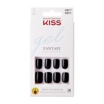 KISS Gel Fantasy Press On Nails, Nail glue included, \'Aim High\', Black, Short Size, Squoval Shape, Includes 28 Nails, 2g Glue, 1 Manicure Stick, 1 Mini File, 1 Adhesive Tab