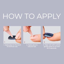 KISS Gel Fantasy Press On Nails, Nail glue included, \'Aim High\', Black, Short Size, Squoval Shape, Includes 28 Nails, 2g Glue, 1 Manicure Stick, 1 Mini File, 1 Adhesive Tab