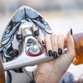 KISS Gel Fantasy Press On Nails, Nail glue included, \'Aim High\', Black, Short Size, Squoval Shape, Includes 28 Nails, 2g Glue, 1 Manicure Stick, 1 Mini File, 1 Adhesive Tab