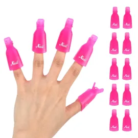 (10 Pcs Pink) Plastic Acrylic Nail Art Soak Off Ca..