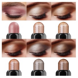 LUXAZA 6PCS Cream Eyeshadow Stick Makeup Sets, Metallic And Matte Shimmer Eye Shadow Eye Brightener Stick Pencil Crayon, A01-Brown Neutral