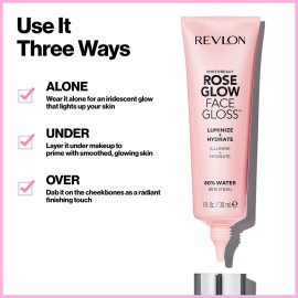 Revlon PhotoReady Face Gloss Rose Glow Primer, Makeup for All Skin Types, Hydrates, Illuminates & Moisturizes, Infused with Glycerin & Olive Oil Extract, 80% Water, 1 Fl Oz Revlon PhotoReady Face Gloss Rose Glow Primer, Makeup for All Skin Types, Hydrates, Illuminates & Moisturizes, Infused with Glycerin & Olive Oil Extract, 80% Water, 1 Fl Oz