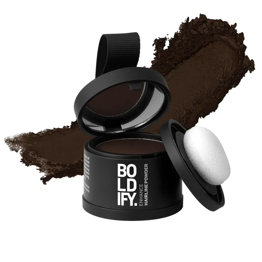 BOLDIFY Hairline Powder - Root Touch Up Hair Color for Gray Coverage - Bald Spot Concealing Hair Powder for Women & Men - 48-Hour Stain-Proof - Dark Brown BOLDIFY Hairline Powder - Root Touch Up Hair Color for Gray Coverage - Bald Spot Concealing Hair Powder for Women & Men - 48-Hour Stain-Proof - Dark Brown