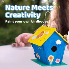 Neliblu DIY 12 Wooden Bird House Kits - Creative Arts and Crafts Set for Kids and Adults - Unfinished Wood Birdhouses with Paint Strips, Brushes, Stickers and Strings - 3 Unique Shapes, 2 Sizes Neliblu DIY 12 Wooden Bird House Kits - Creative Arts and Crafts Set for Kids and Adults - Unfinished Wood Birdhouses with Paint Strips, Brushes, Stickers and Strings - 3 Unique Shapes, 2 Sizes