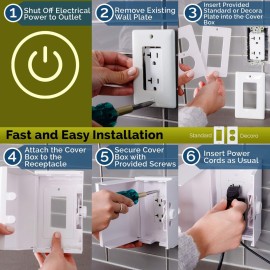 Baby Safety Outlet Cover Box (2 Pack) Double Lock for Much Better Toddler Proofing, Easier Operation, Simple 3 Step Install with Included Screws. Provides Extra Space Inside for Plugs (2 Pack, White) Baby Safety Outlet Cover Box (2 Pack) Double Lock for Much Better Toddler Proofing, Easier Operation, Simple 3 Step Install with Included Screws. Provides Extra Space Inside for Plugs (2 Pack, White)