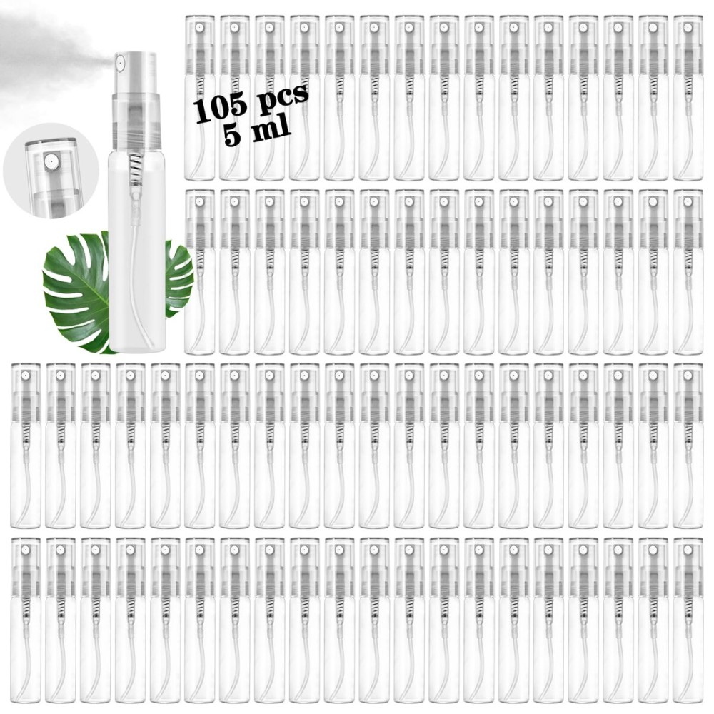 Csdtylh Mini Spray Bottle 105PCS 5ML Clear Glass Perfume Bottles Refillable Fine Mist Spray Bottles Empty Fragrance Sample Spray Containers Cosmetics Atomizer for Cleaning,Travel,Essential Oils Csdtylh Mini Spray Bottle 105PCS 5ML Clear Glass Perfume Bottles Refillable Fine Mist Spray Bottles Empty Fragrance Sample Spray Containers Cosmetics Atomizer for Cleaning,Travel,Essential Oils