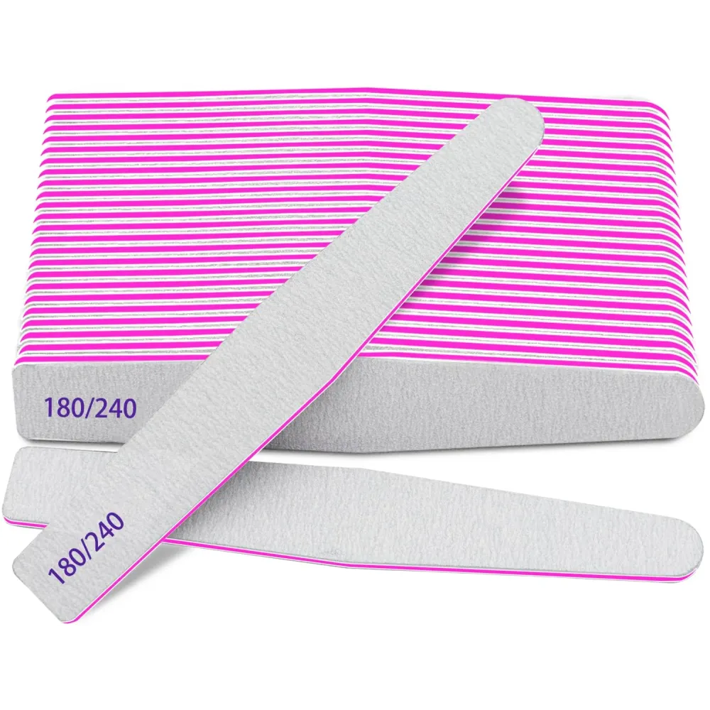 Professional Nail Files, Emery Board Nail File for Natural Nails 100/180/240 Grit Nail Files for Acrylic Nails 12pcs Fine Grit Nail File Manicure Tools Coarse Fingernail Files (180/240 Grit)