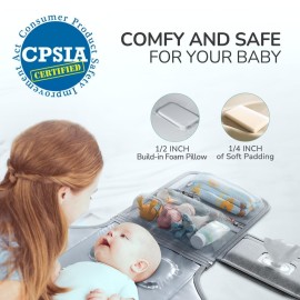 Portable Diaper Changing Pad for Baby, Detachable Travel Changing Pad with Baby Wipes Pocket, Gifts for Baby Shower, Newborn Girls and Boys (Grey) Portable Diaper Changing Pad for Baby, Detachable Travel Changing Pad with Baby Wipes Pocket, Gifts for Baby Shower, Newborn Girls and Boys (Grey)