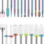 Depvko 21pcs Nail Drill Bits Sets, 3/32 Inch Diamond Cuticle Electric Nail File and Ceramic Acrylic Gel Nail Bit Kit, Acrylic Nail Art Tools, Carbide Remover Bits for Manicure Pedicure, Home Salon