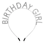 AOPRIE Birthday Girl Headband Birthday Tiara for Women Girls Happy Birthday Princess Crown Rhinestone Happy Birthday Accessories, Silver