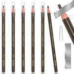 6 Piece Dark Brown Waterproof Eyebrows Pencil Tattoo Makeup And Microblading Supplies Kit-Permanent Eye Brow Liners In 5 Colors Waterproof Eyebrow Pencils Peel - Brow Pencil Set For Marking