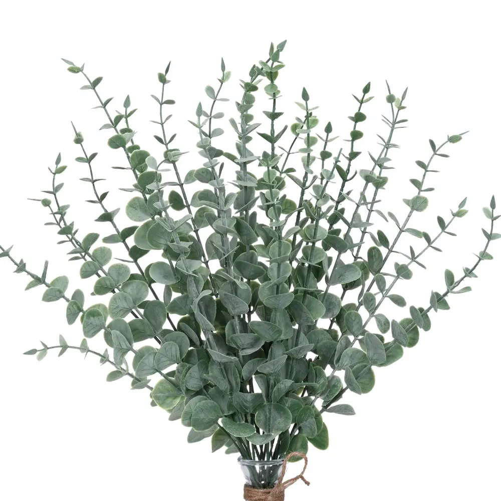 CEWOR 24pcs Eucalyptus Stems Artificial Eucalyptus Leaves Fake Greenery Branches Fake Flowers for Wedding Centerpiece Spring Easter Farmhouse Home Decoration