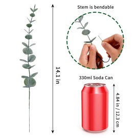 CEWOR 24pcs Eucalyptus Stems Artificial Eucalyptus Leaves Fake Greenery Branches Fake Flowers for Wedding Centerpiece Spring Easter Farmhouse Home Decoration