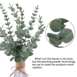 CEWOR 24pcs Eucalyptus Stems Artificial Eucalyptus Leaves Fake Greenery Branches Fake Flowers for Wedding Centerpiece Spring Easter Farmhouse Home Decoration