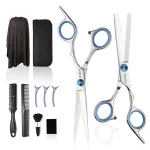 Haircut Scissors Kit, 11 Pcs Professional Set - Haircut, Thinning Scissors, Neck Duster Brush, Comb, Barber Cape, Hair Clips, Hairdressing Shears for Barber and Home