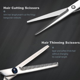 Haircut Scissors Kit, 11 Pcs Professional Set - Haircut, Thinning Scissors, Neck Duster Brush, Comb, Barber Cape, Hair Clips, Hairdressing Shears for Barber and Home Haircut Scissors Kit, 11 Pcs Professional Set - Haircut, Thinning Scissors, Neck Duster Brush, Comb, Barber Cape, Hair Clips, Hairdressing Shears for Barber and Home