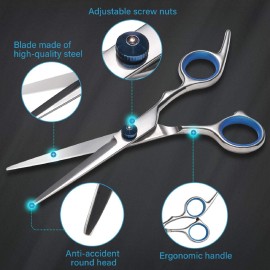 Haircut Scissors Kit, 11 Pcs Professional Set - Haircut, Thinning Scissors, Neck Duster Brush, Comb, Barber Cape, Hair Clips, Hairdressing Shears for Barber and Home Haircut Scissors Kit, 11 Pcs Professional Set - Haircut, Thinning Scissors, Neck Duster Brush, Comb, Barber Cape, Hair Clips, Hairdressing Shears for Barber and Home